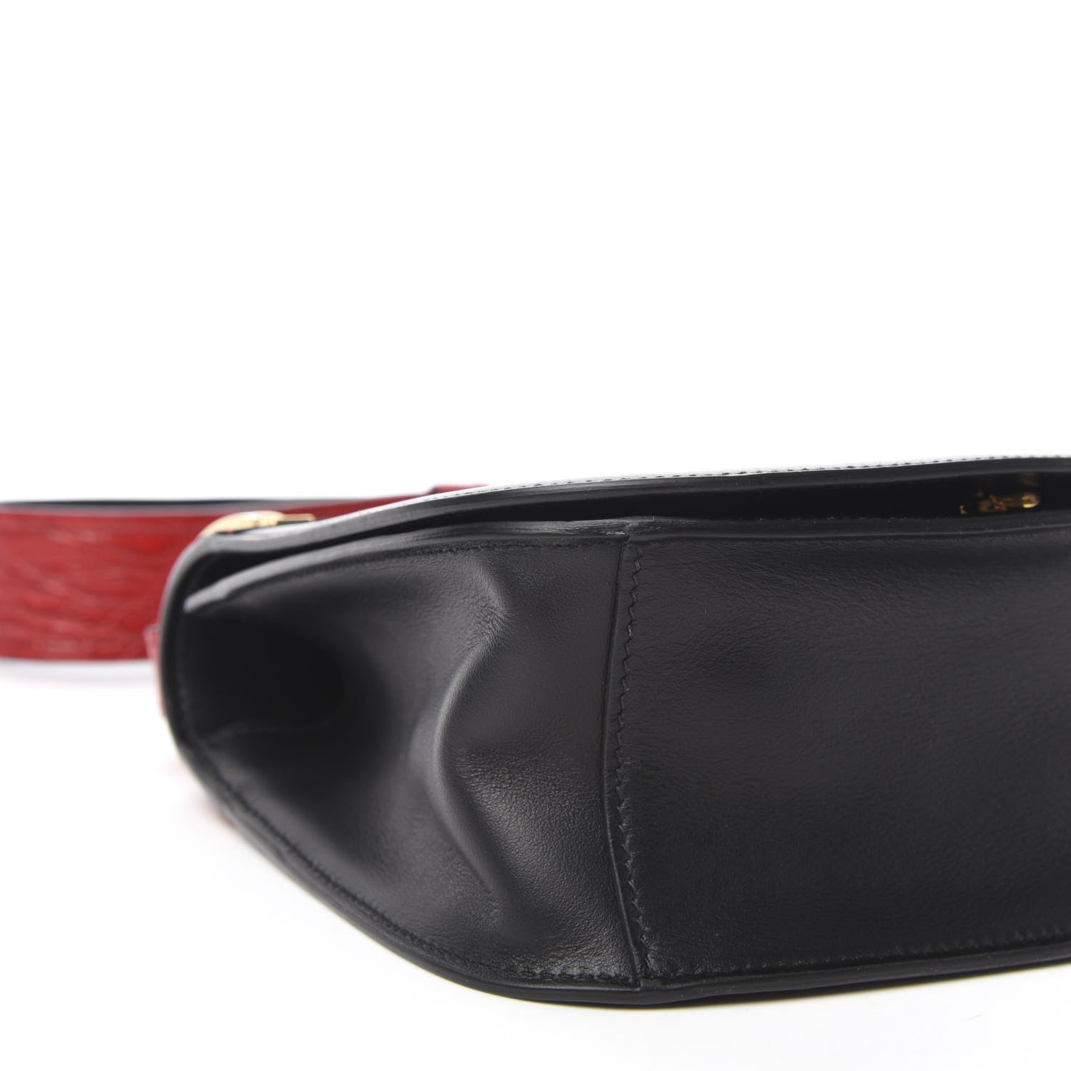Prada City Calfskin Crocodile Calfskin Embossed Pionniere Saddle Bag Fuoco Black 6 of 9