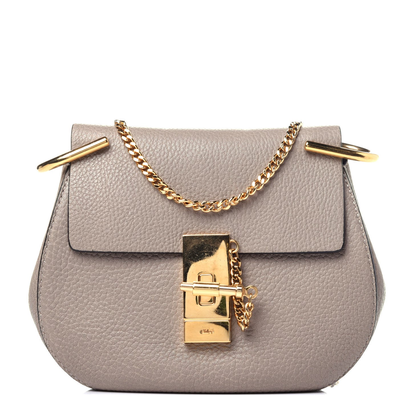 Grained Lambskin Mini Drew Shoulder Bag Motty Grey