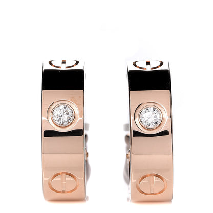 Cartier 18K Pink Gold 2 Diamond 5.5mm LOVE Hoop Clip-On Earrings 1 of 6