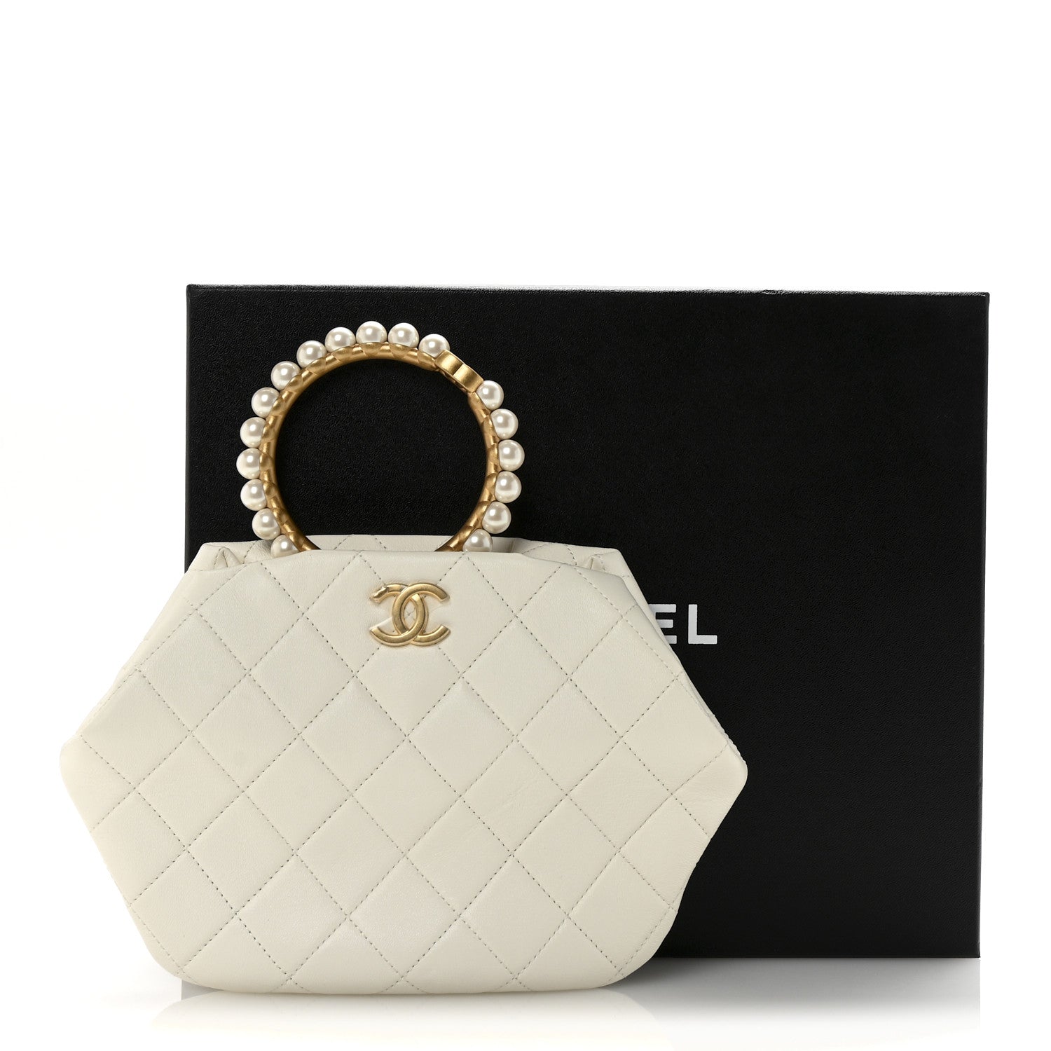 Chanel Lambskin Quilted Pearl Crown Clutch Bag White 11 of 11