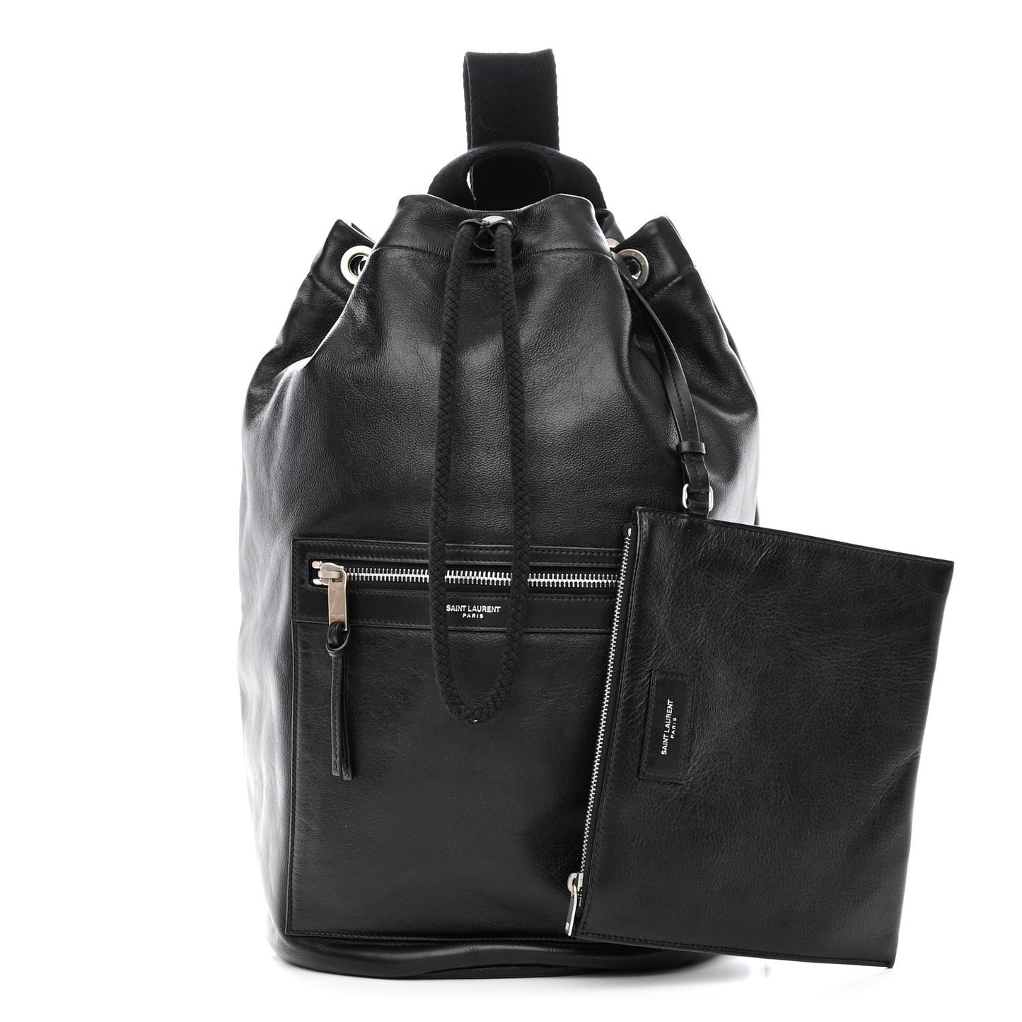 Smooth Calfskin City Sailor Drawstring Backpack Black