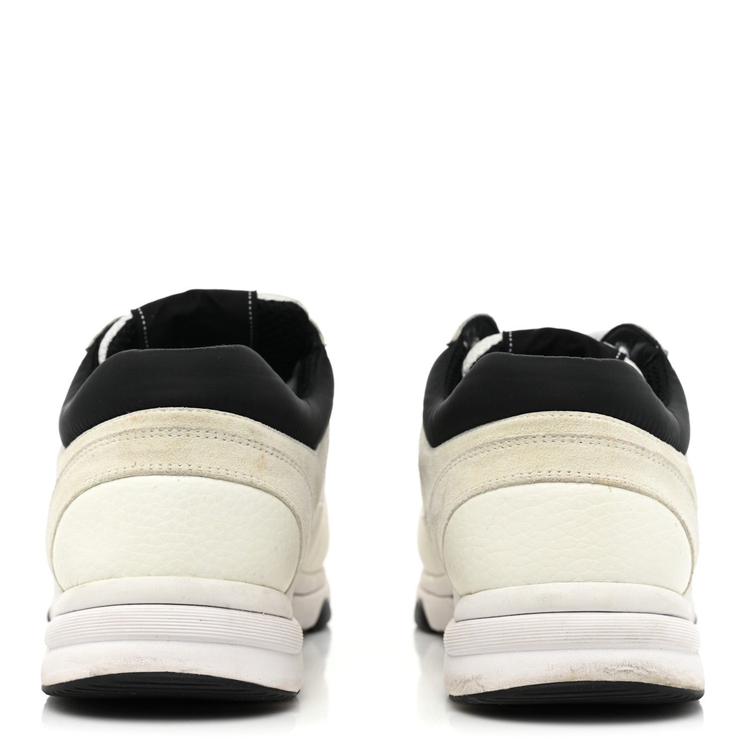Chanel Mesh Suede Calfskin Grained Calfskin Mens CC Sneakers 43 White Black 4 of 15