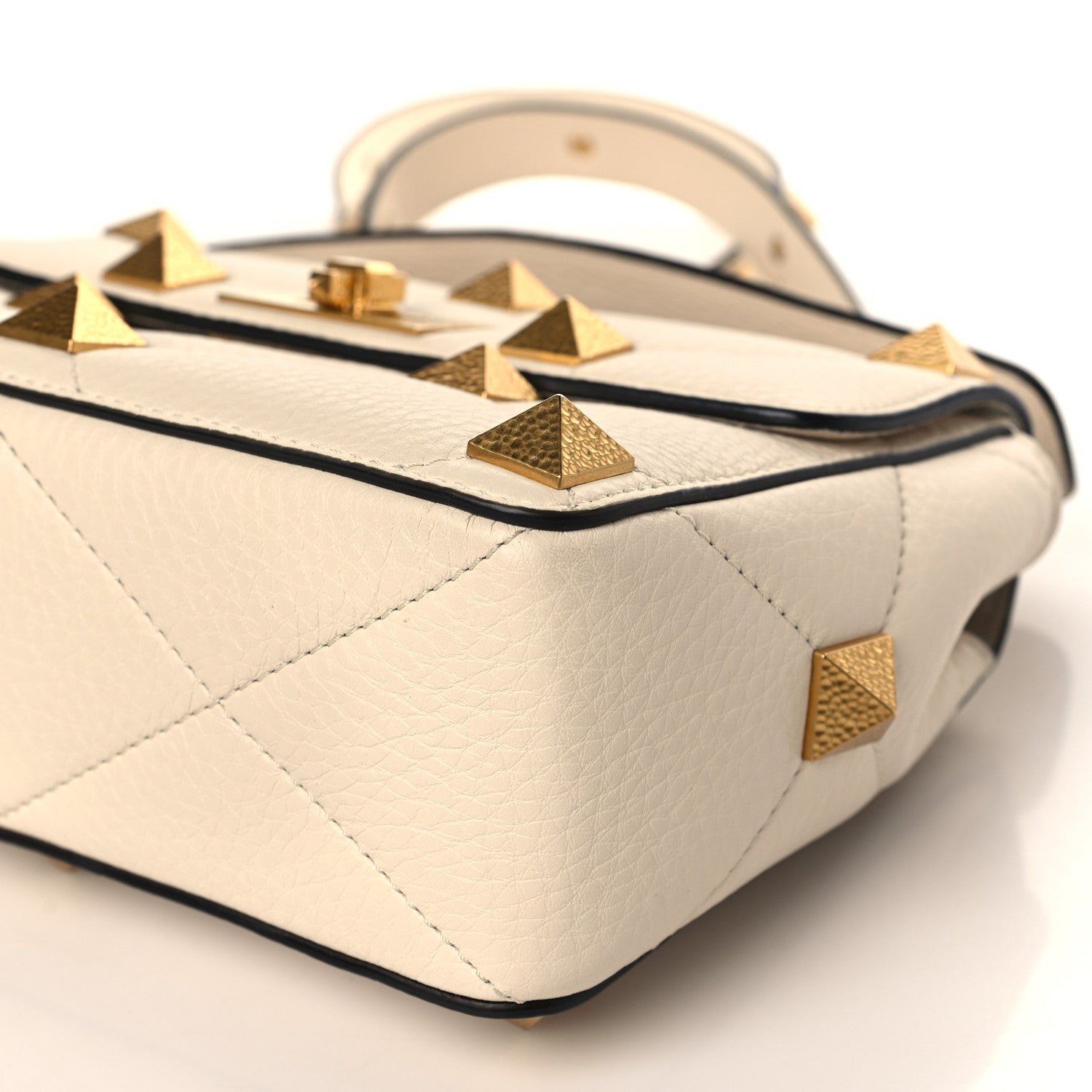 Valentino Garavani Grained Calfskin Medium Roman Stud Shoulder Bag Light Ivory 8 of 8