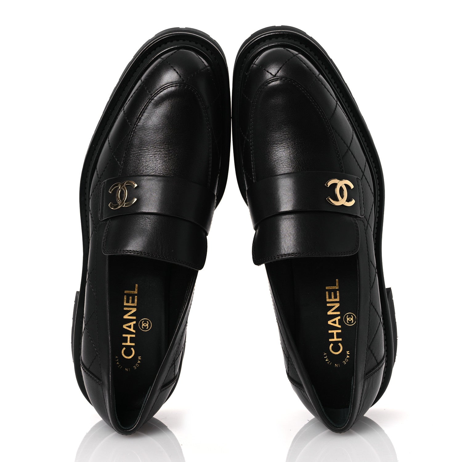 Chanel Calfskin Quilted CC Mocassin Loafers 40.5 Black 2 of 10