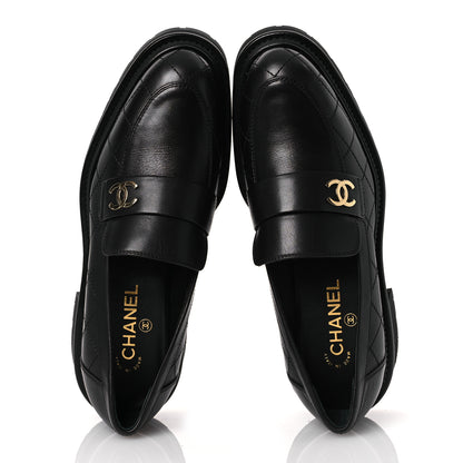 Chanel Calfskin Quilted CC Mocassin Loafers 40.5 Black 2 of 10