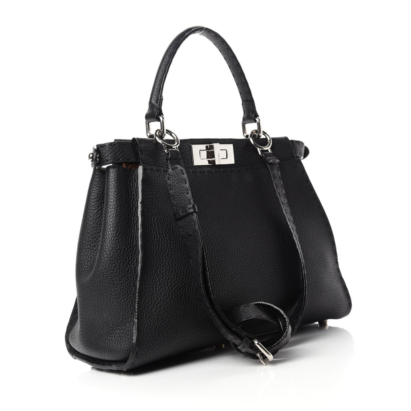 Cuoio Romano Selleria Bi-Color Medium Peekaboo Iconic Satchel Black Mou
