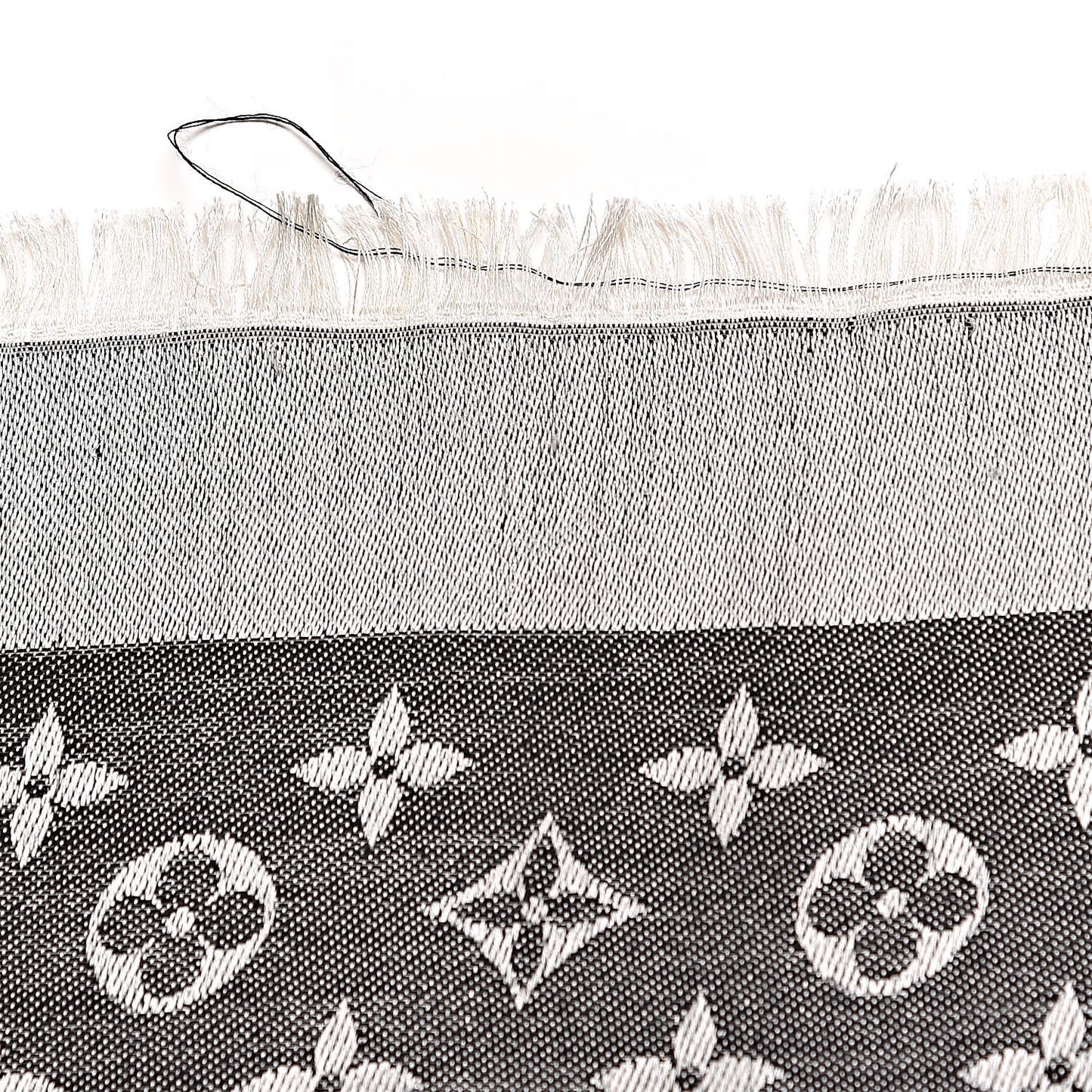 Wool Silk Monogram Denim Shawl Black