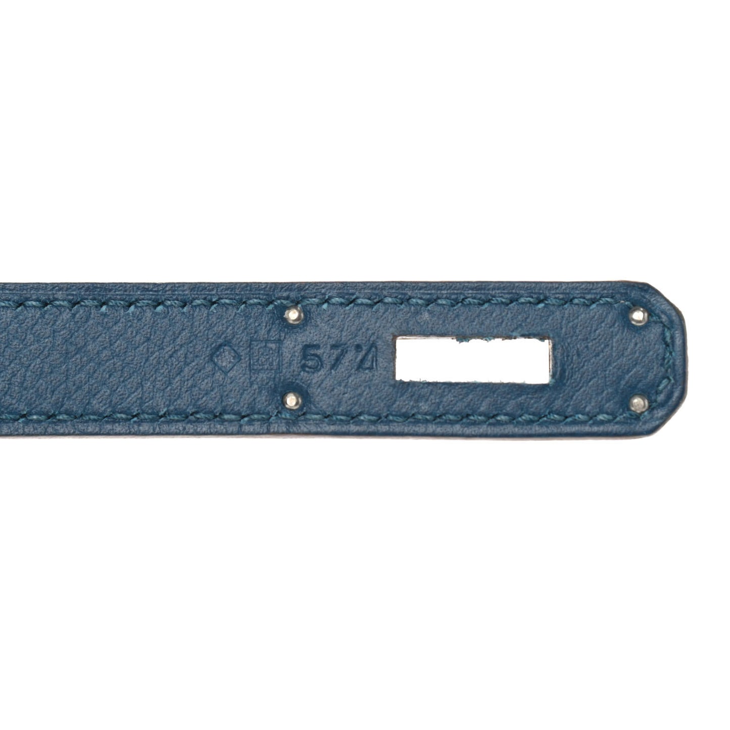 Epsom Kelly Flag Sellier 32 Bleu Thalassa White