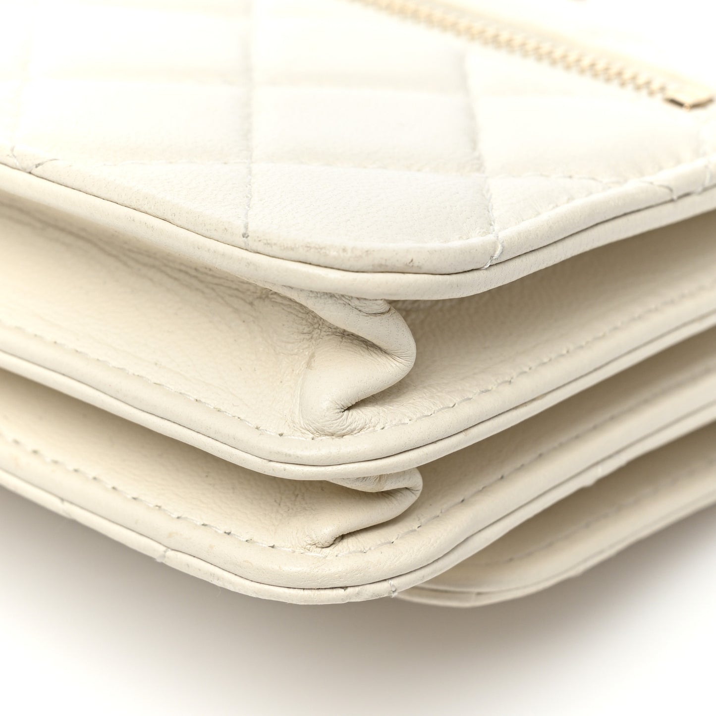 Lambskin Quilted Mini Trendy CC Wallet On Chain WOC White