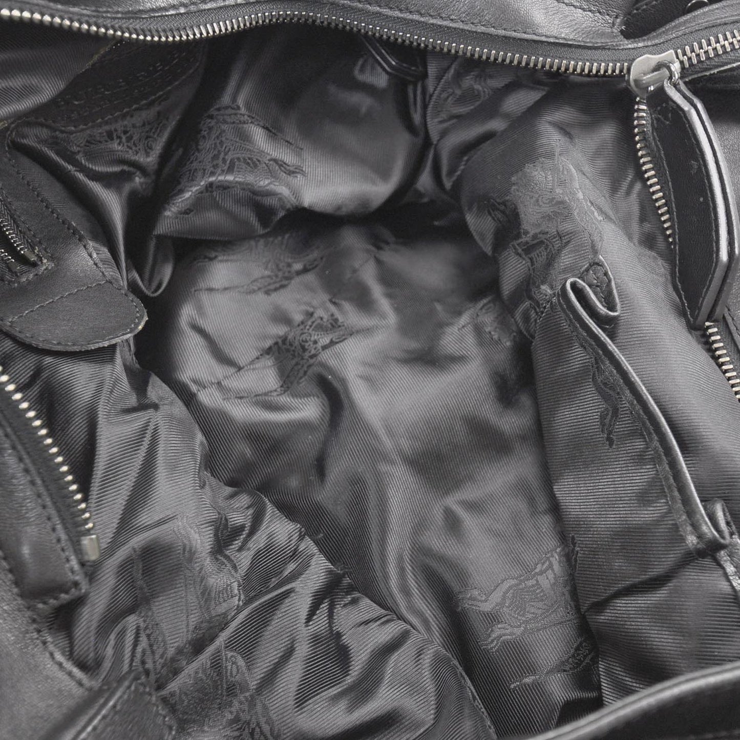 Leather Ruched Ribbon Tote Black