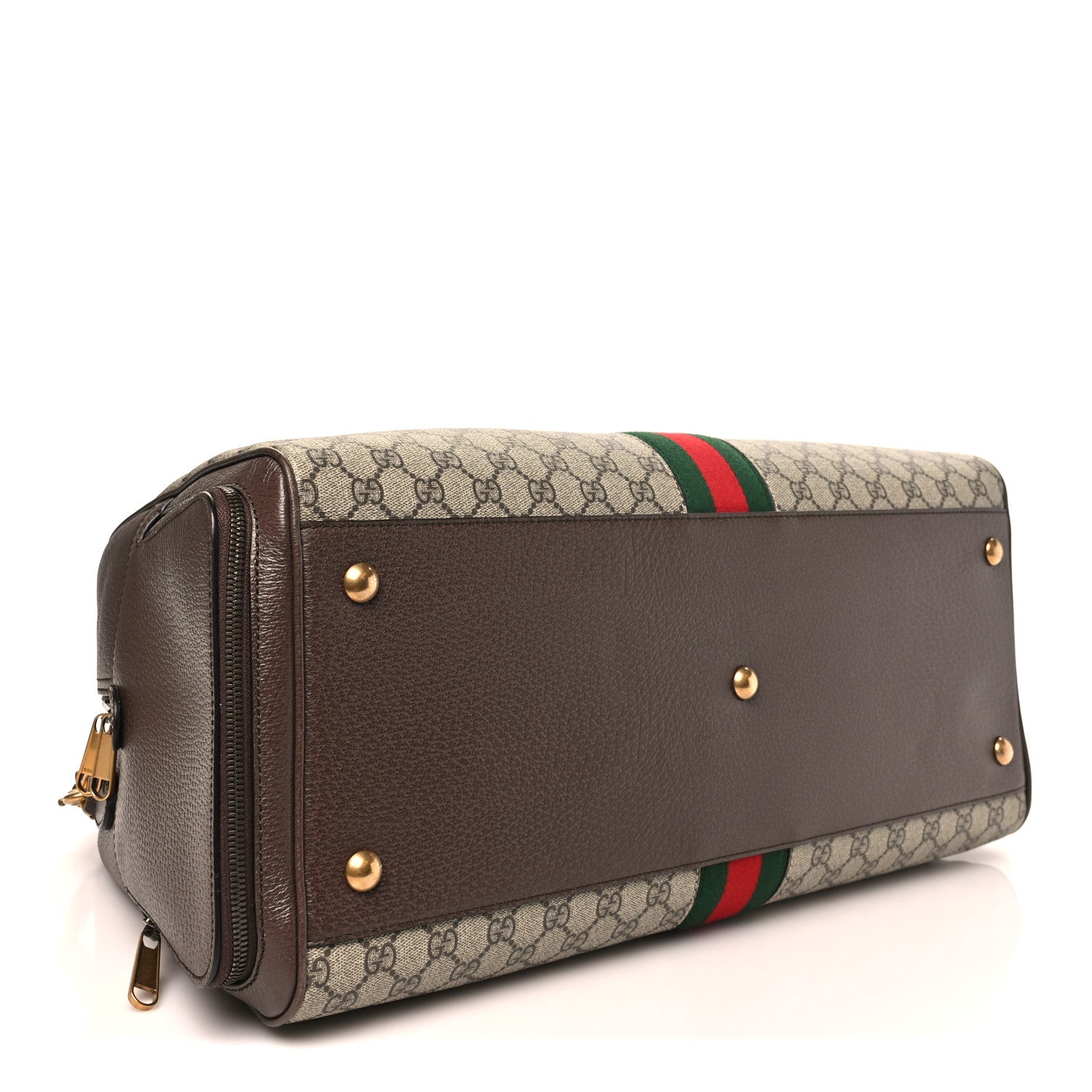 Gucci GG Supreme Monogram Textured Dollar Calfskin Web Large Savoy Bowling Bag Beige Ebony New Acero 3 of 9