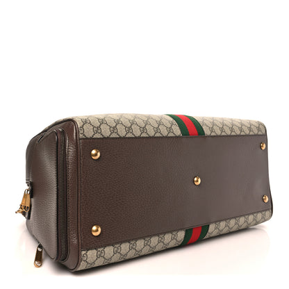 Gucci GG Supreme Monogram Textured Dollar Calfskin Web Large Savoy Bowling Bag Beige Ebony New Acero 3 of 9