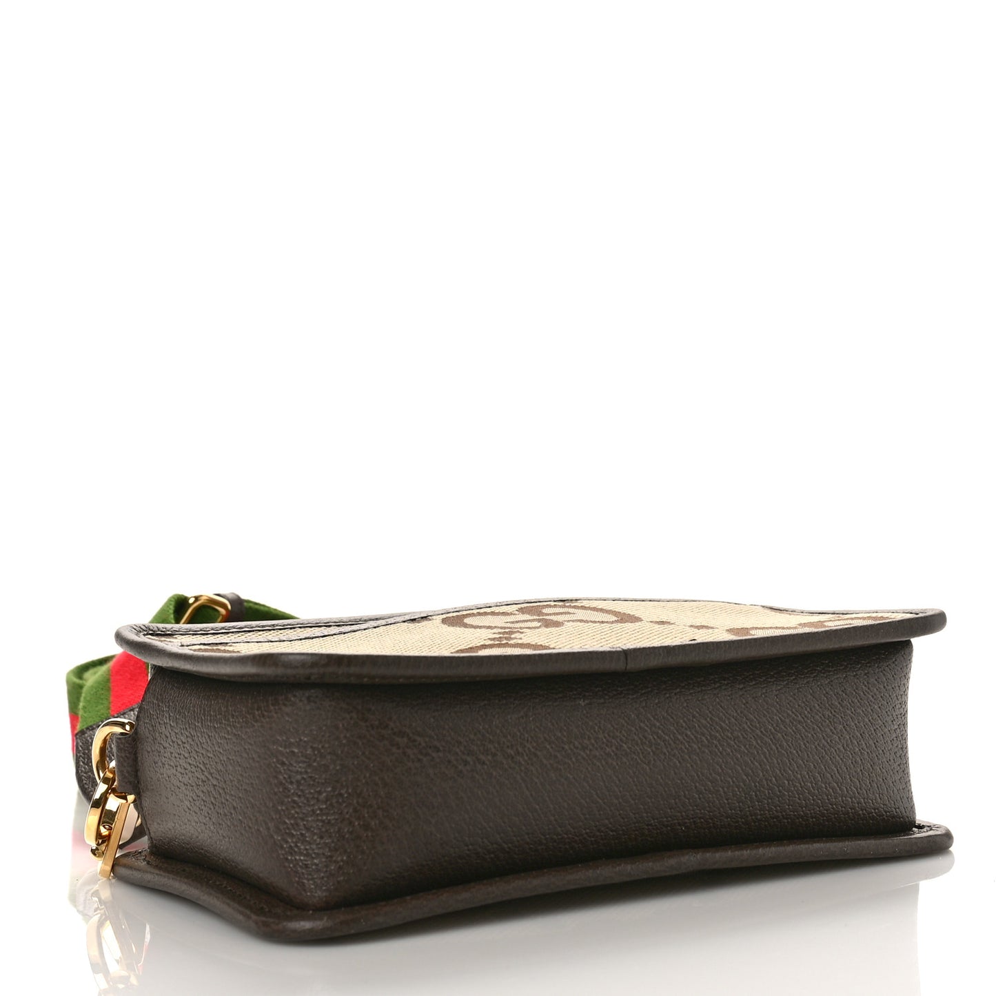 Monogram Jumbo GG Textured Dollar Calfskin Web Mini Crossbody Bag Camel Ebony New Acero