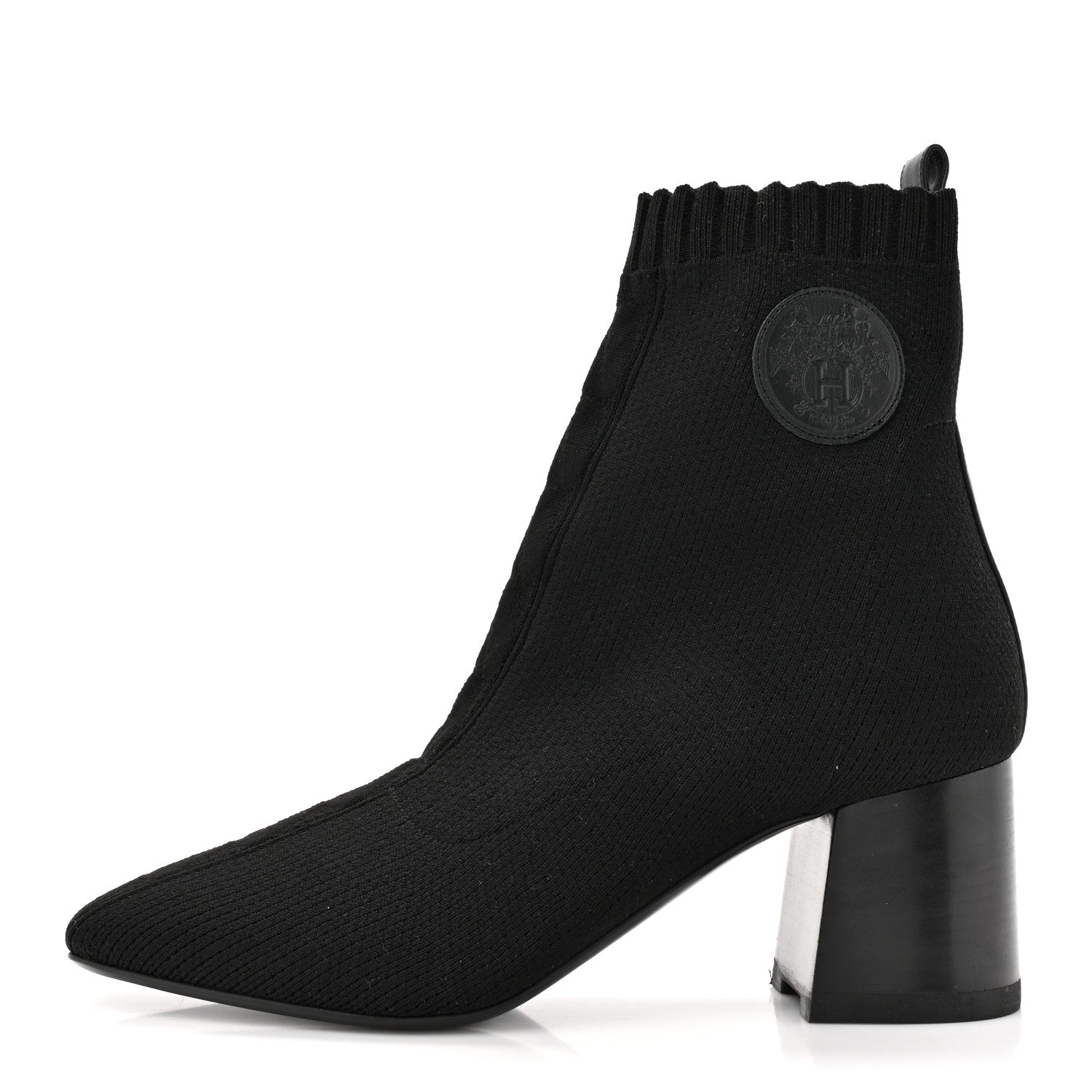 Hermes Knit Calfskin Volver 60 Ankle Boots 39.5 Black 1 of 9