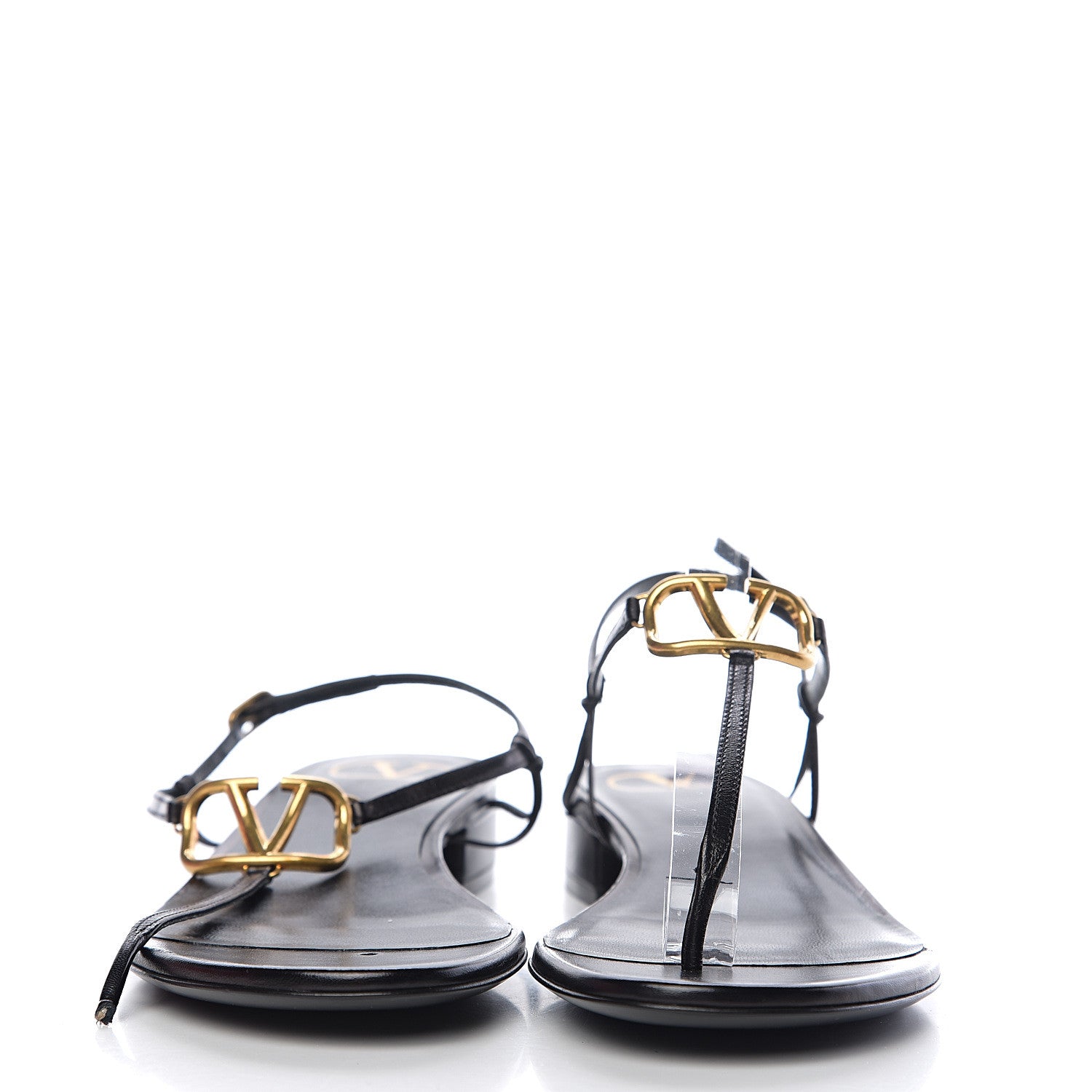 Valentino Garavani Calfskin VLogo Slingback Low Heel Thong Sandals 39 Black 3 of 10