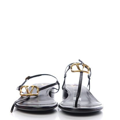 Valentino Garavani Calfskin VLogo Slingback Low Heel Thong Sandals 39 Black 3 of 10
