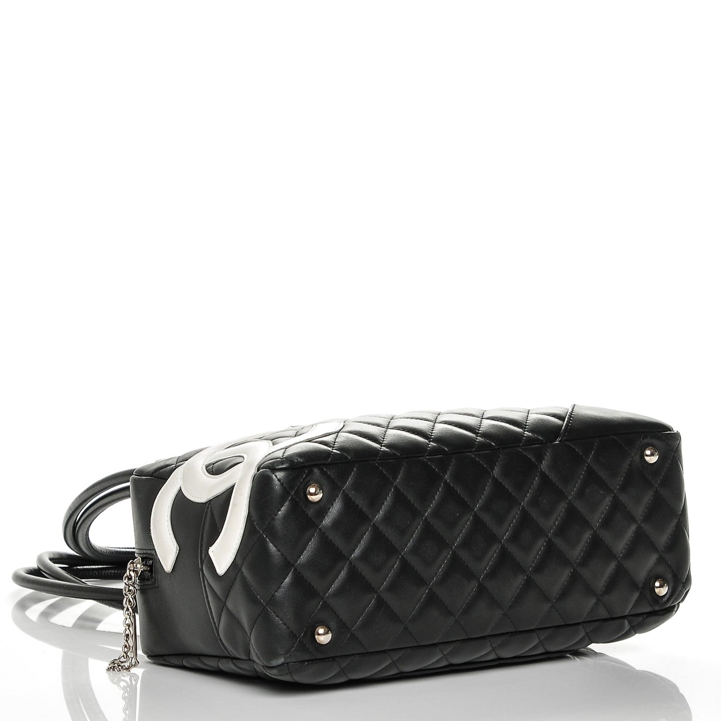 Calfskin Quilted Large Cambon Bowler Black White