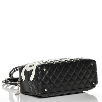 Chanel Calfskin Quilted Large Cambon Bowler Black White 4 of 7