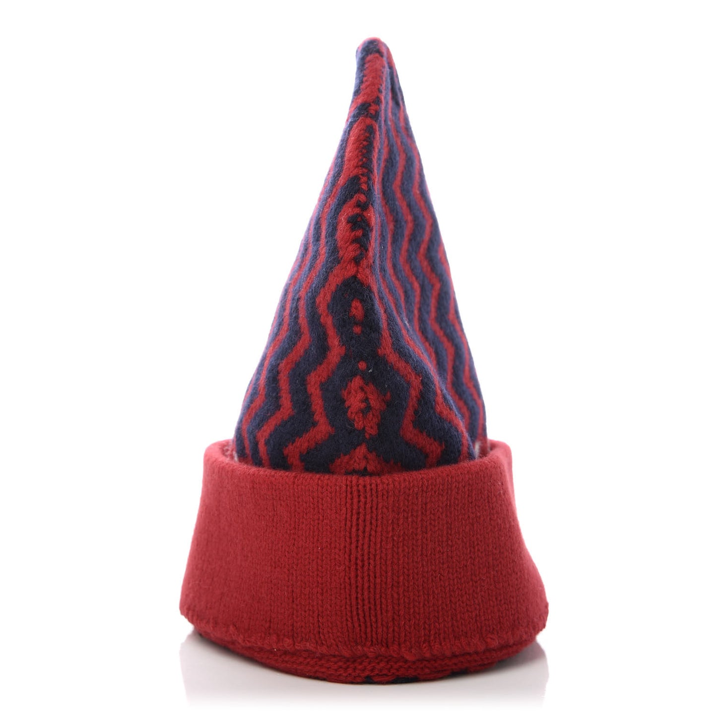 Wool Tricot Zaggede Beanie Hat M Red Blue