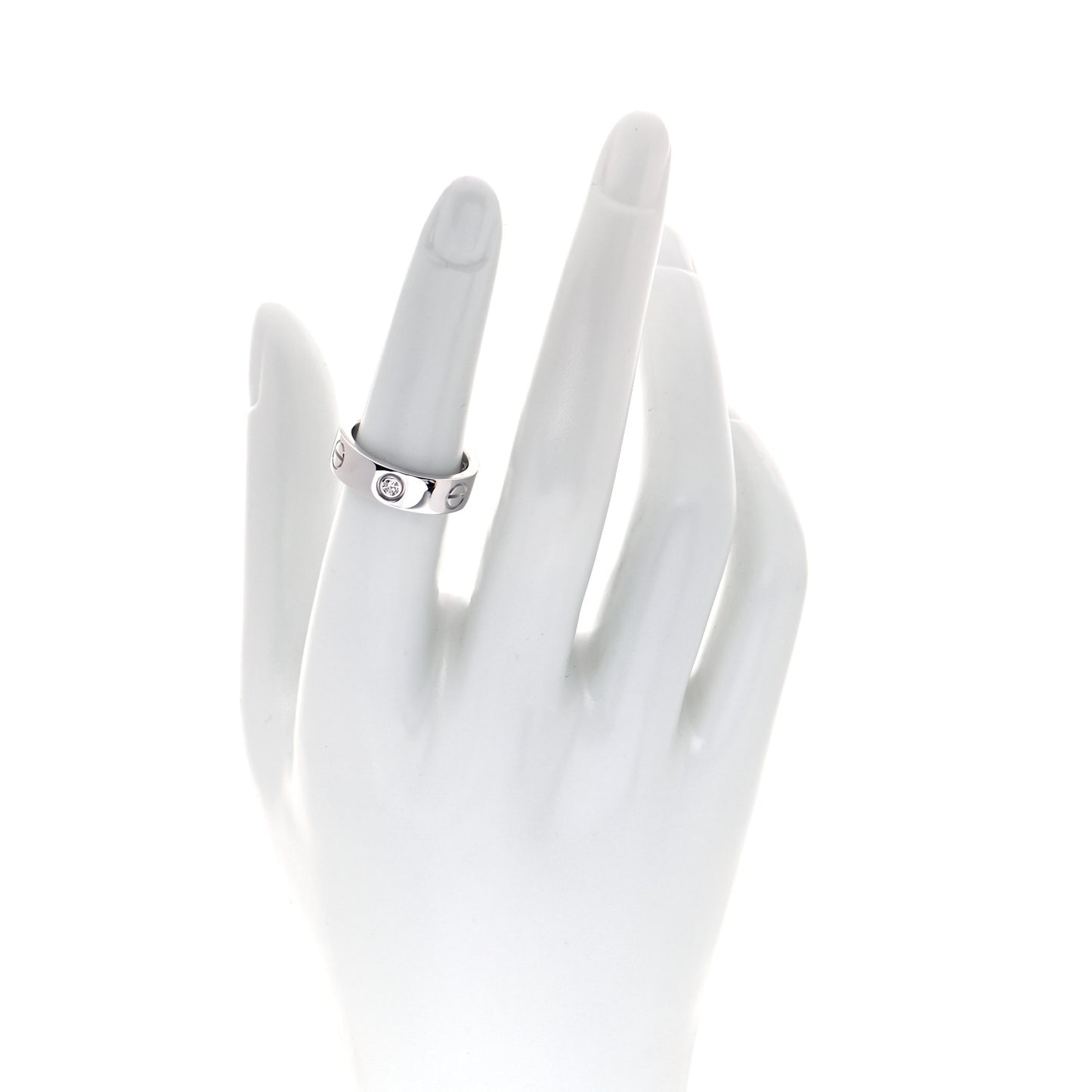 18K White Gold 3 Diamond 5.5mm LOVE Ring 52 6