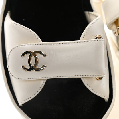 Chanel Shiny Calfskin Logo Platform Sandals 39 Ivory 11 of 16