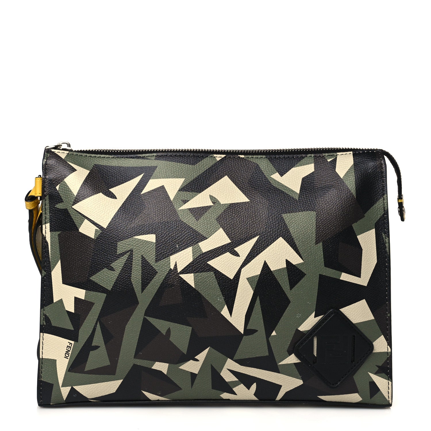 Fendi Textured Calfskin Bugs Camouflage Clutch Multicolor Military 1 of 10