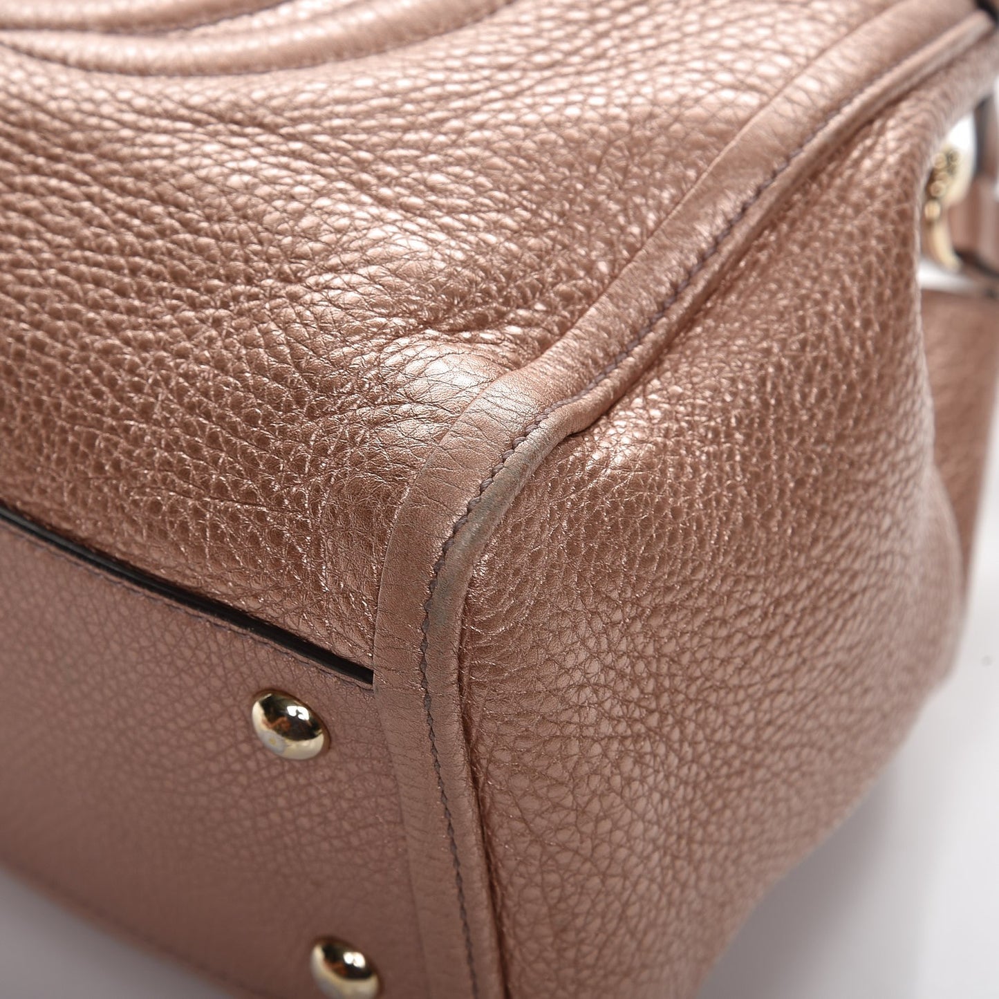 Metallic Pebbled Calfskin Small Soho Shoulder Bag Pink