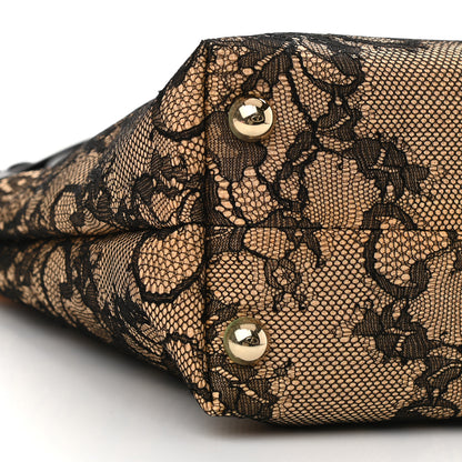 Valentino Garavani Raffia Straw Lace Tote Black 9 of 10