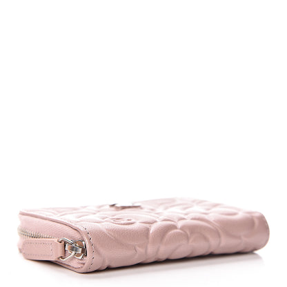 Chanel Goatskin Camellia Embossed Zip Coin Purse Light Pink 4 of 8