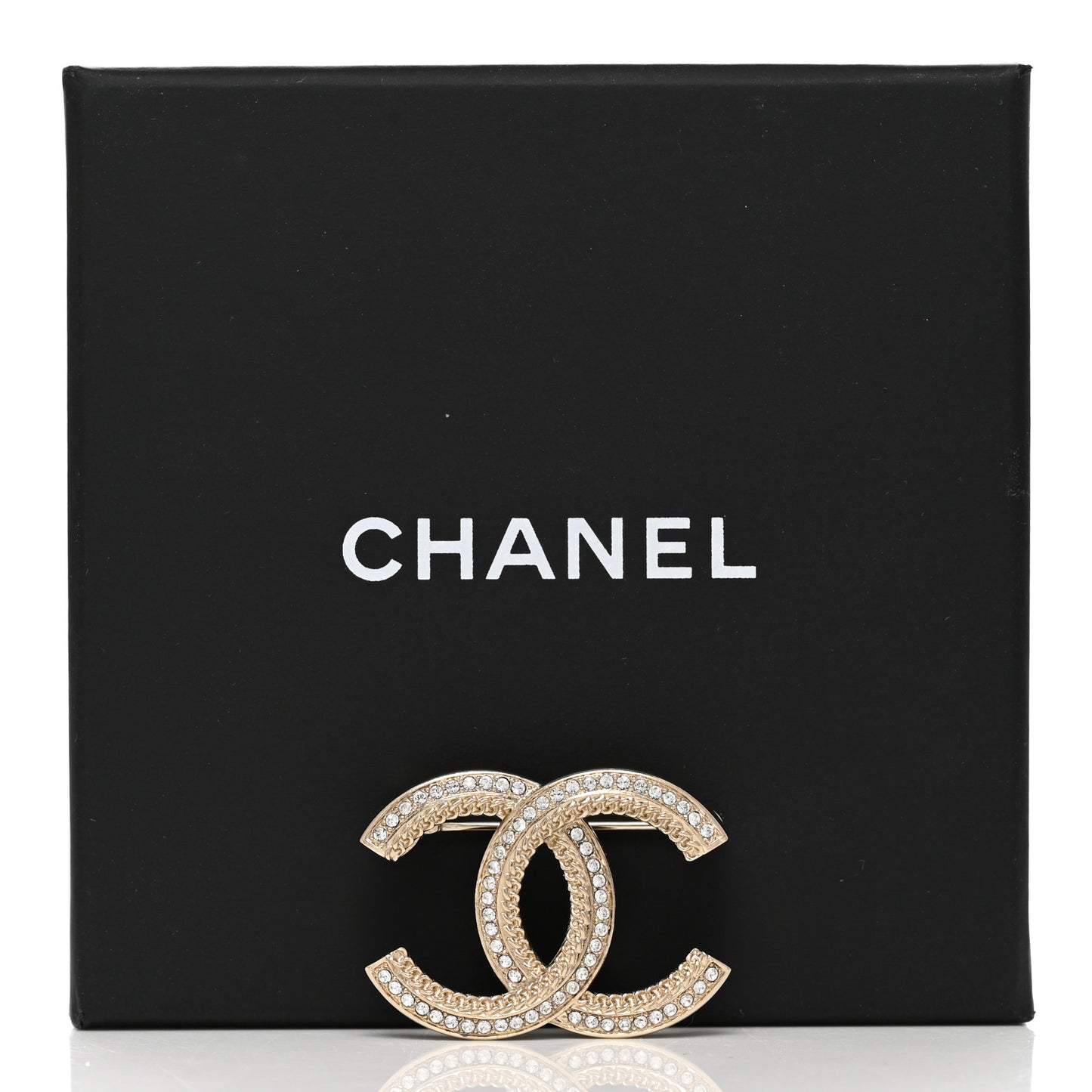 Crystal CC Brooch Gold