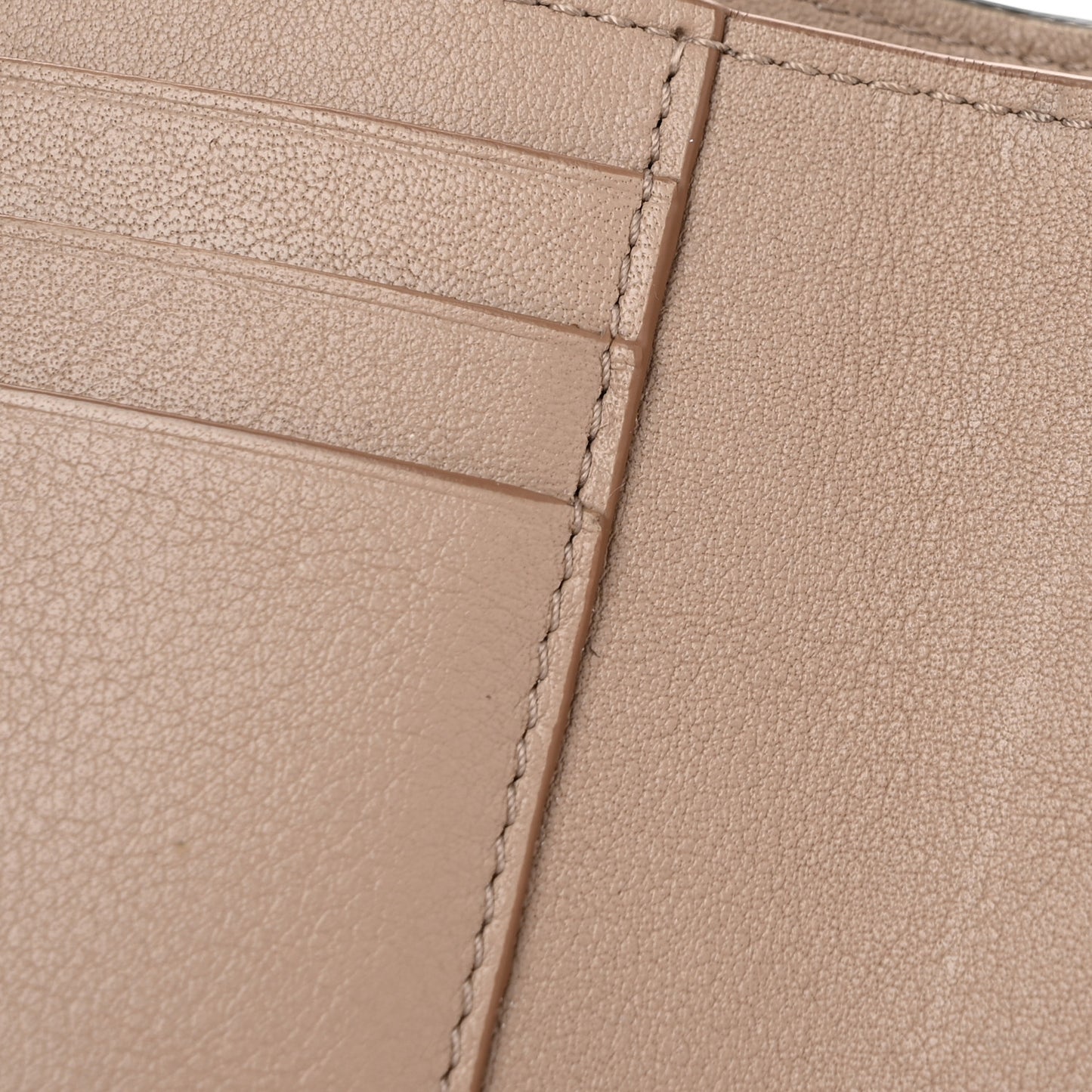 Pebble Grain Calfskin Anagram Small Vertical Wallet Sand