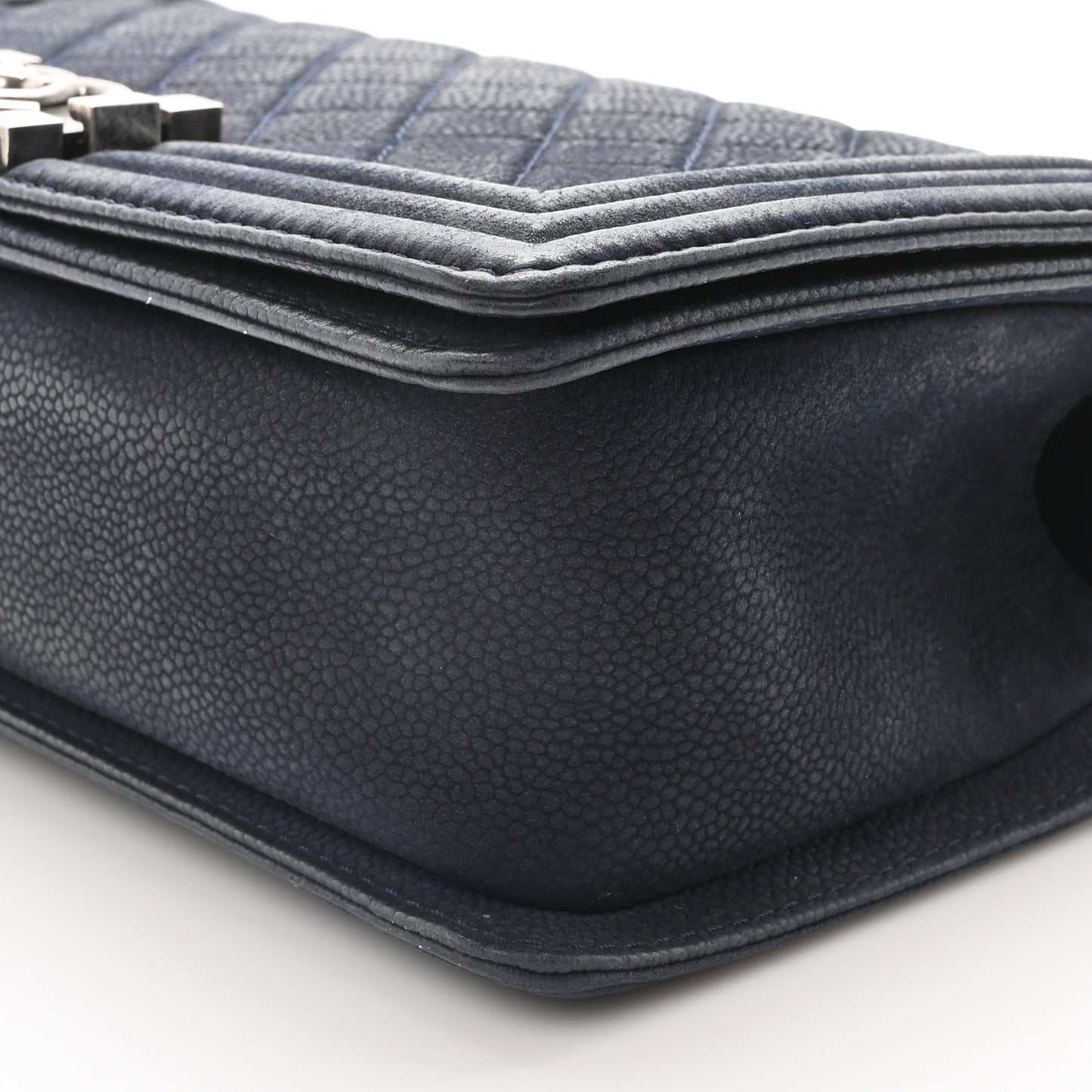 Iridescent Caviar Quilted Medium Boy Flap Dark Blue