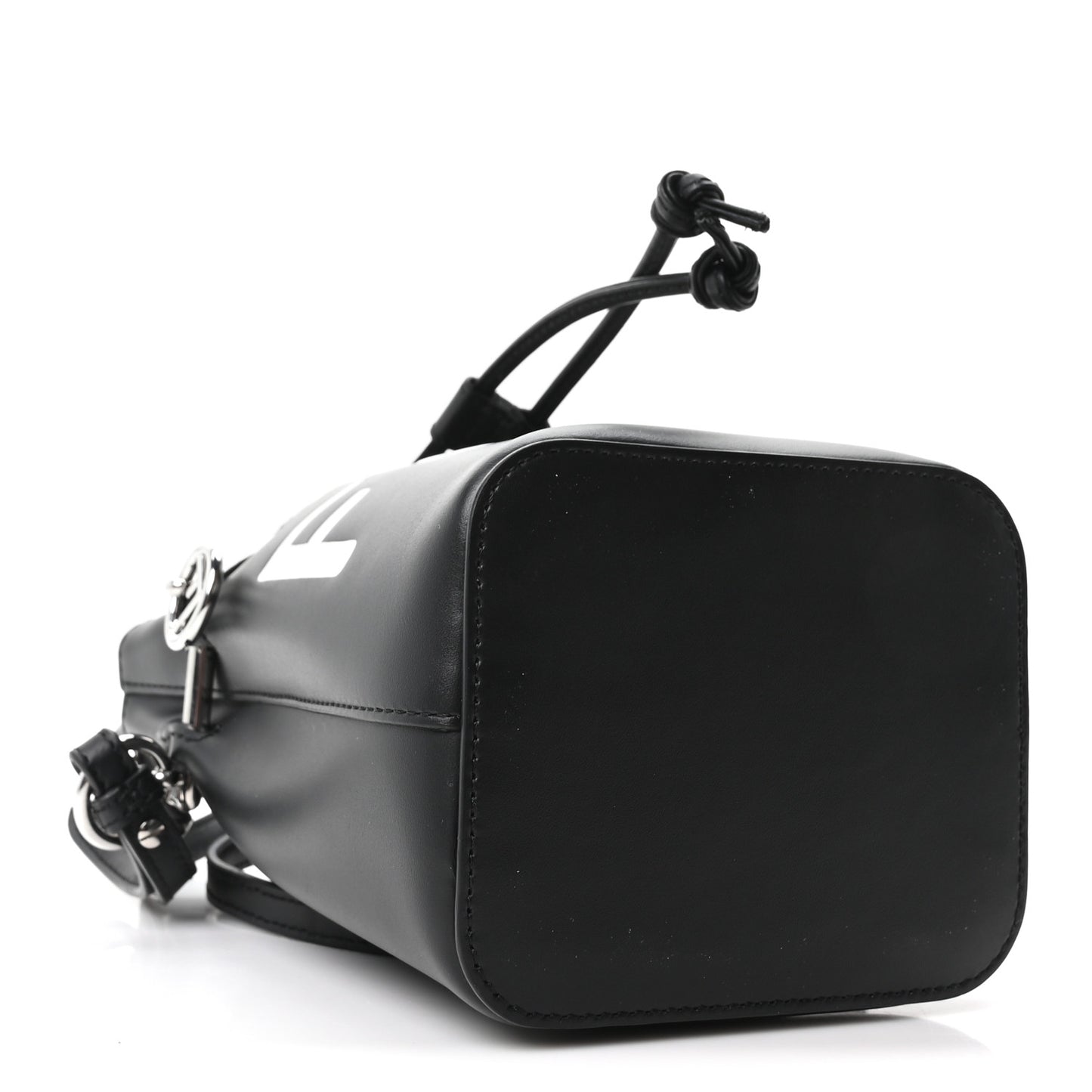 Vitello King F is Fendi Logo Embossed Mini Mon Tresor Bucket Bag Black