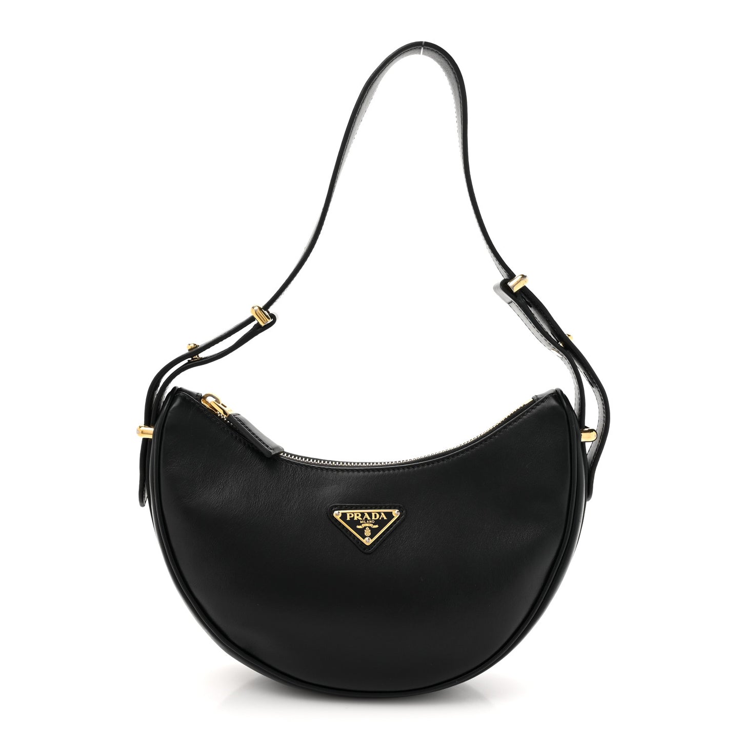 Soft Calfskin Arque Shoulder Bag Black