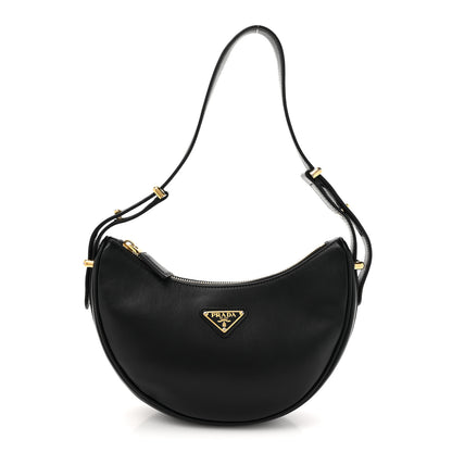 Prada Soft Calfskin Arque Shoulder Bag Black 1 of 10