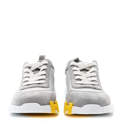 Hermes Air Mesh Suede Goatskin Bouncing Sneakers 38.5 Gris Temperance 2 of 9