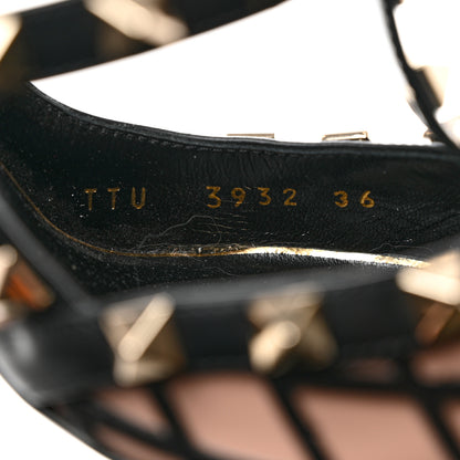 Valentino Garavani Calfskin Nappa Boudoir Rockstud Ankle Strap 100mm Pumps 36 Rose Cannelle Black 7 of 8