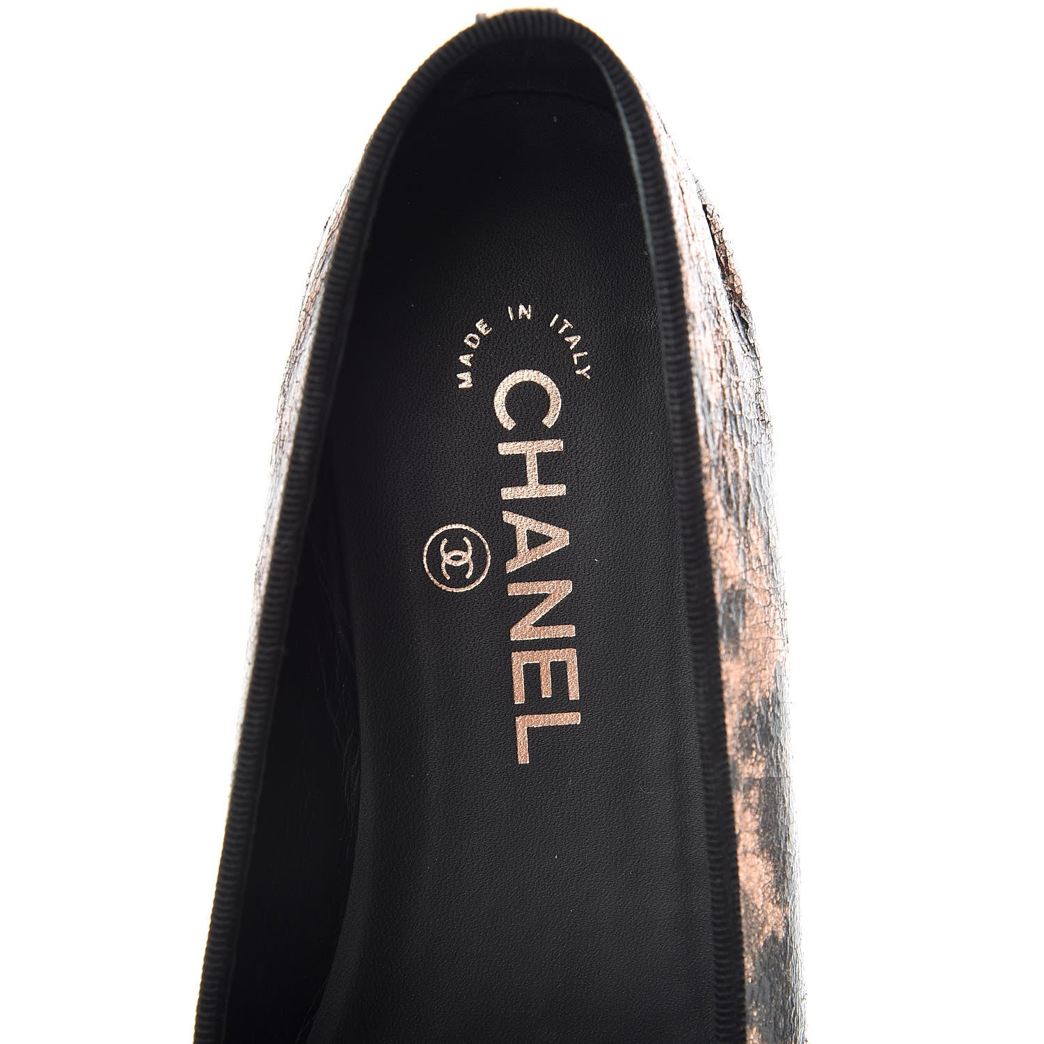 Chanel Laminated Suede Goatskin Cap Toe CC Ballerina Flats 40.5 Bronze 8 of 11