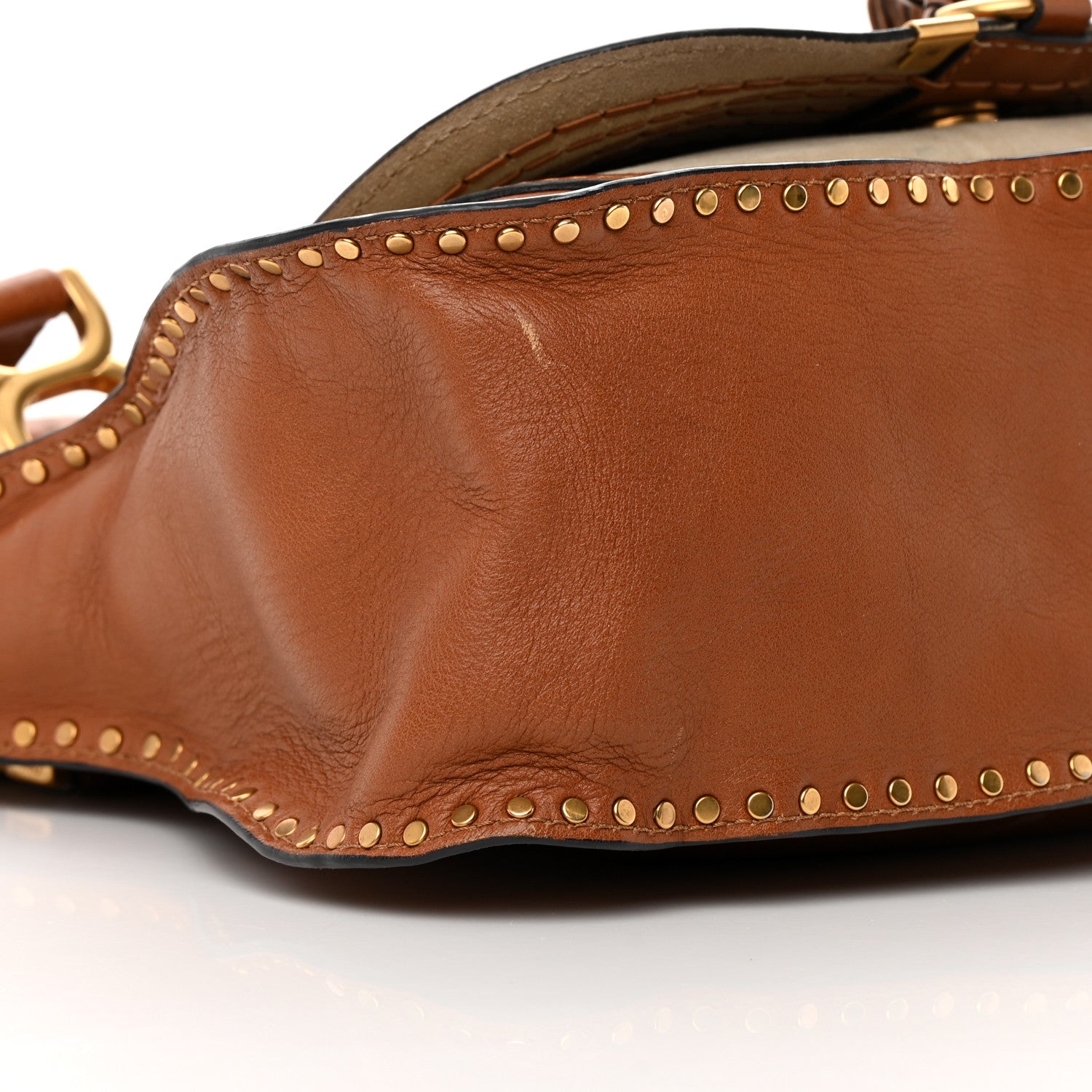Chloe Calfskin Studded Medium Marcie Satchel Caramel 9 of 17