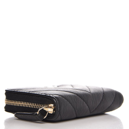 Chanel Calfskin Chevron Quilted Zip Around Coin Purse Black 4 of 8