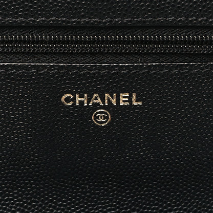 Chanel Caviar Quilted Striated CC Wallet On Chain WOC Black 6 of 11