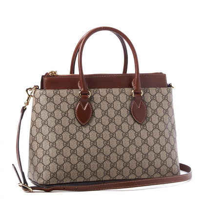 Gucci GG Supreme Monogram Small Zip Top Tote Beige Tuscany 2 of 8