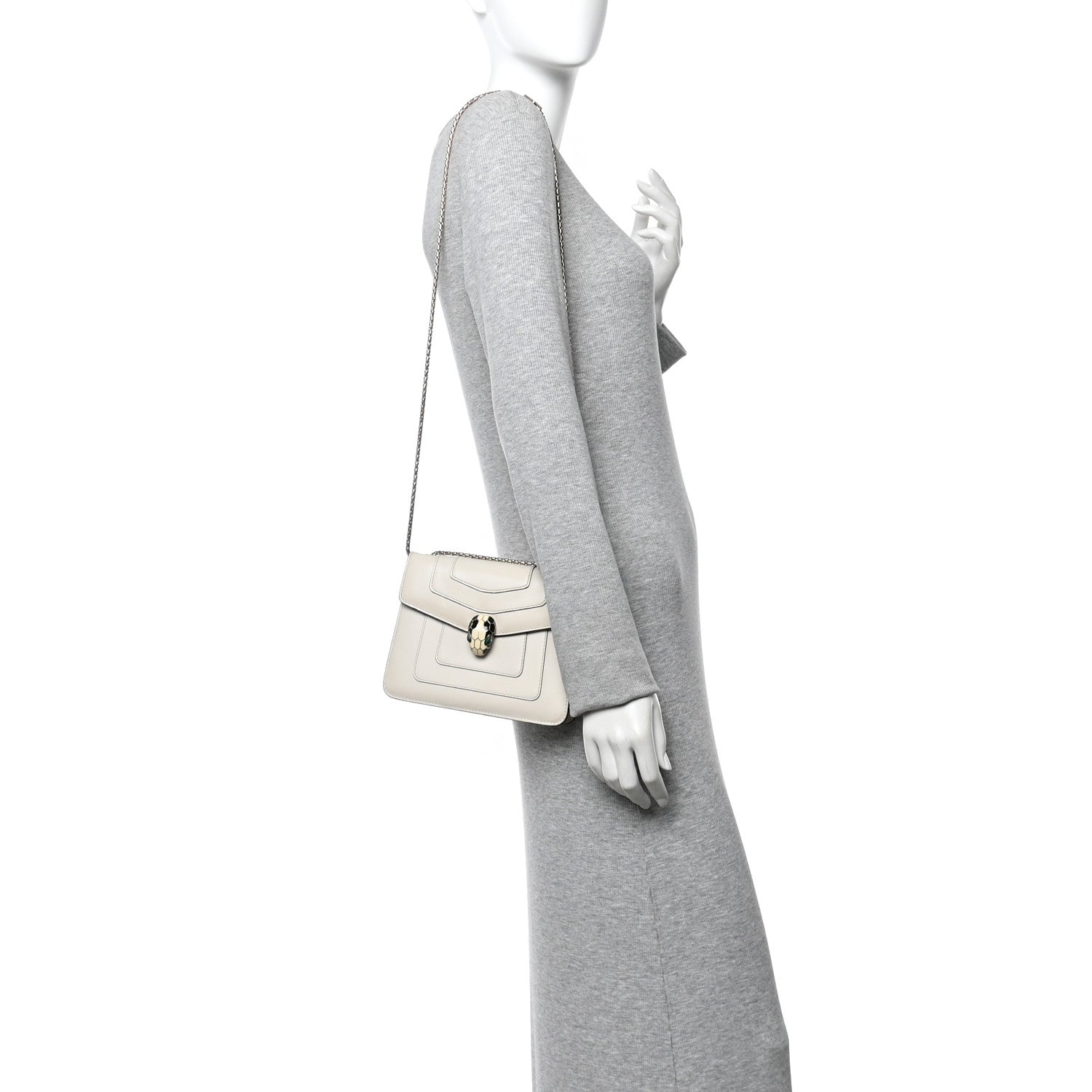 Bulgari Calfskin Small Serpenti Forever Crossbody Bag White Agate 3 of 13