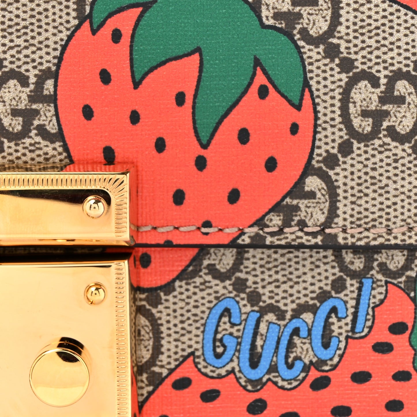 GG Supreme Monogram Strawberry Small Padlock Shoulder Bag