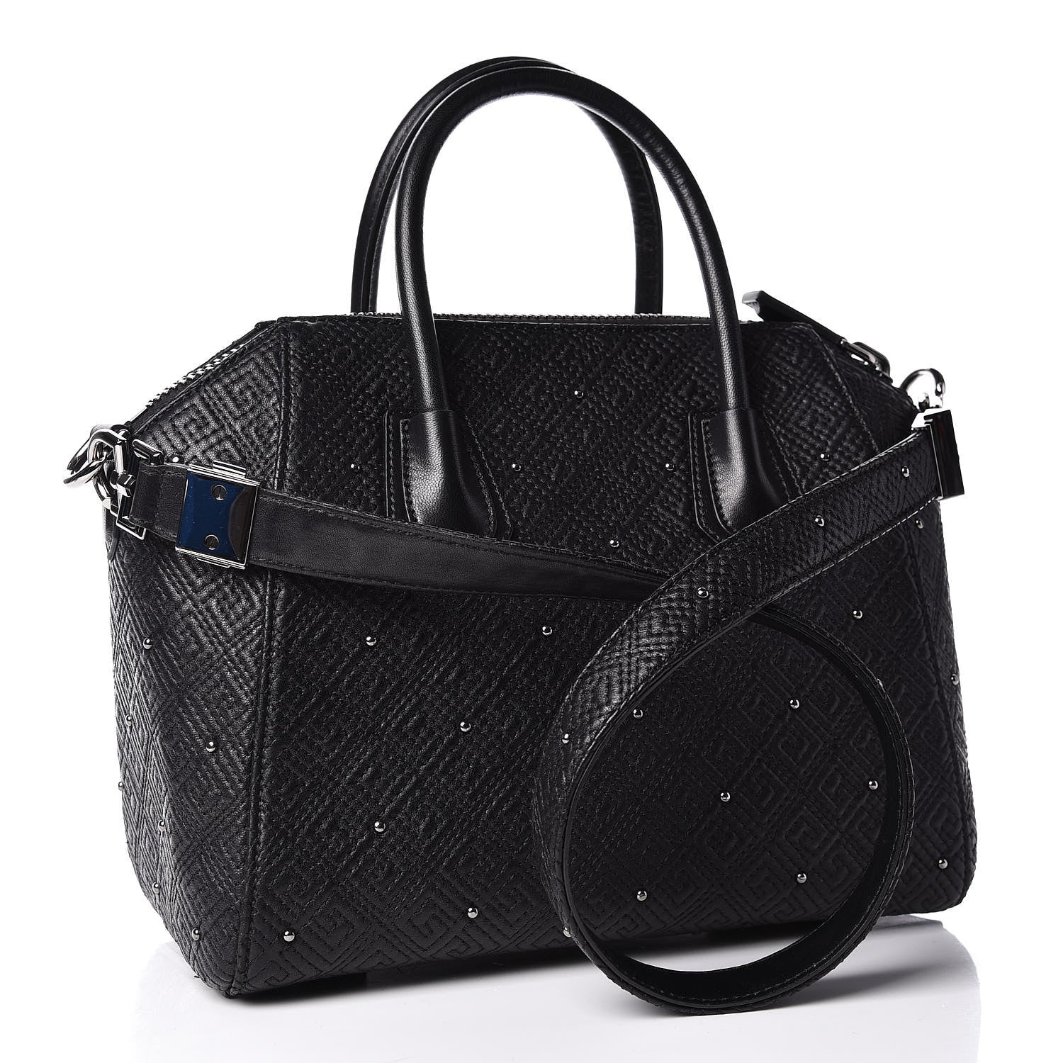 Givenchy Lambskin Logo Embossed Small Studded Antigona Black 3 of 18
