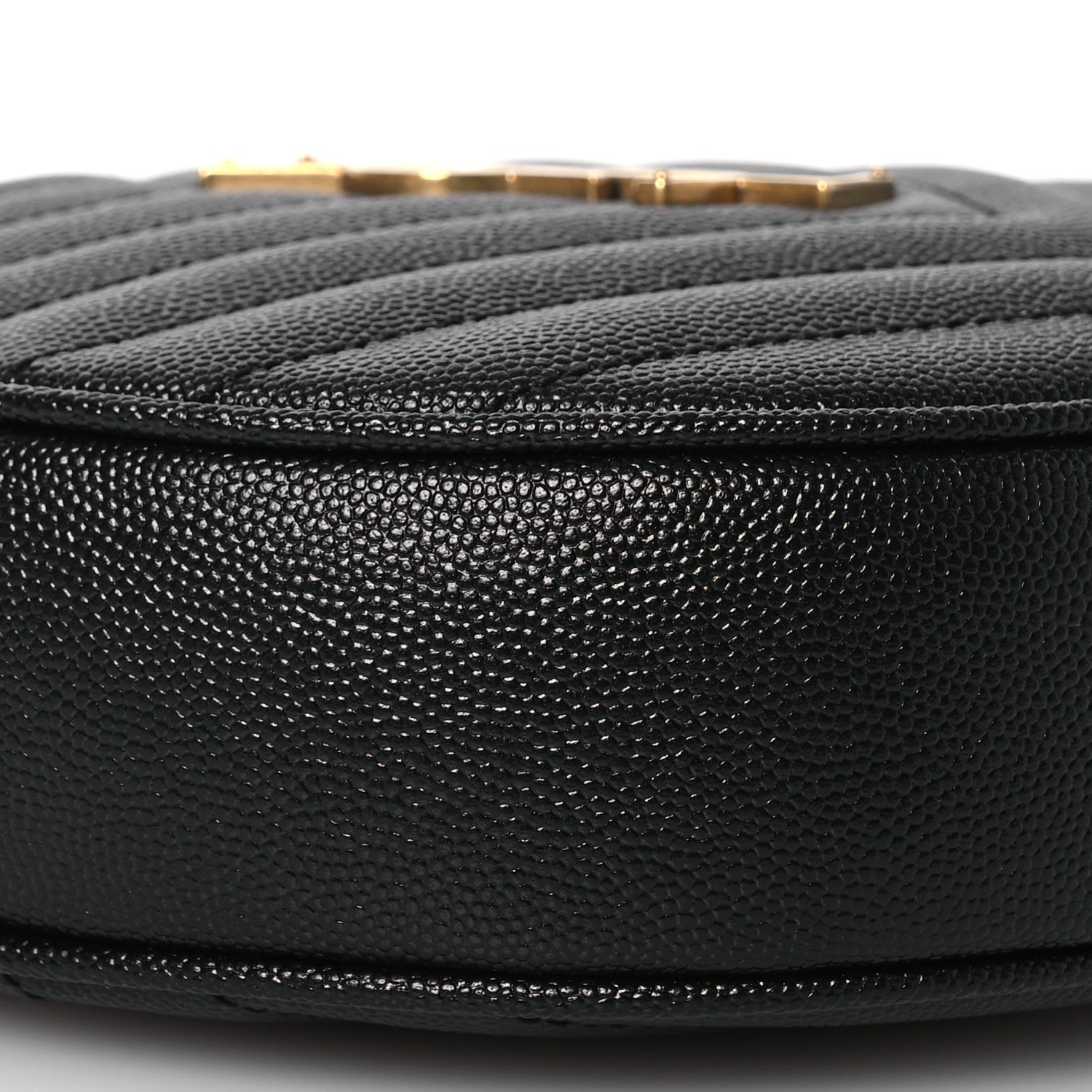 Saint Laurent Grain De Poudre Matelasse Chevron Quilted Round Vinyle Camera Bag Black 9 of 12