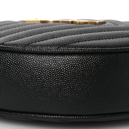 Saint Laurent Grain De Poudre Matelasse Chevron Quilted Round Vinyle Camera Bag Black 9 of 12