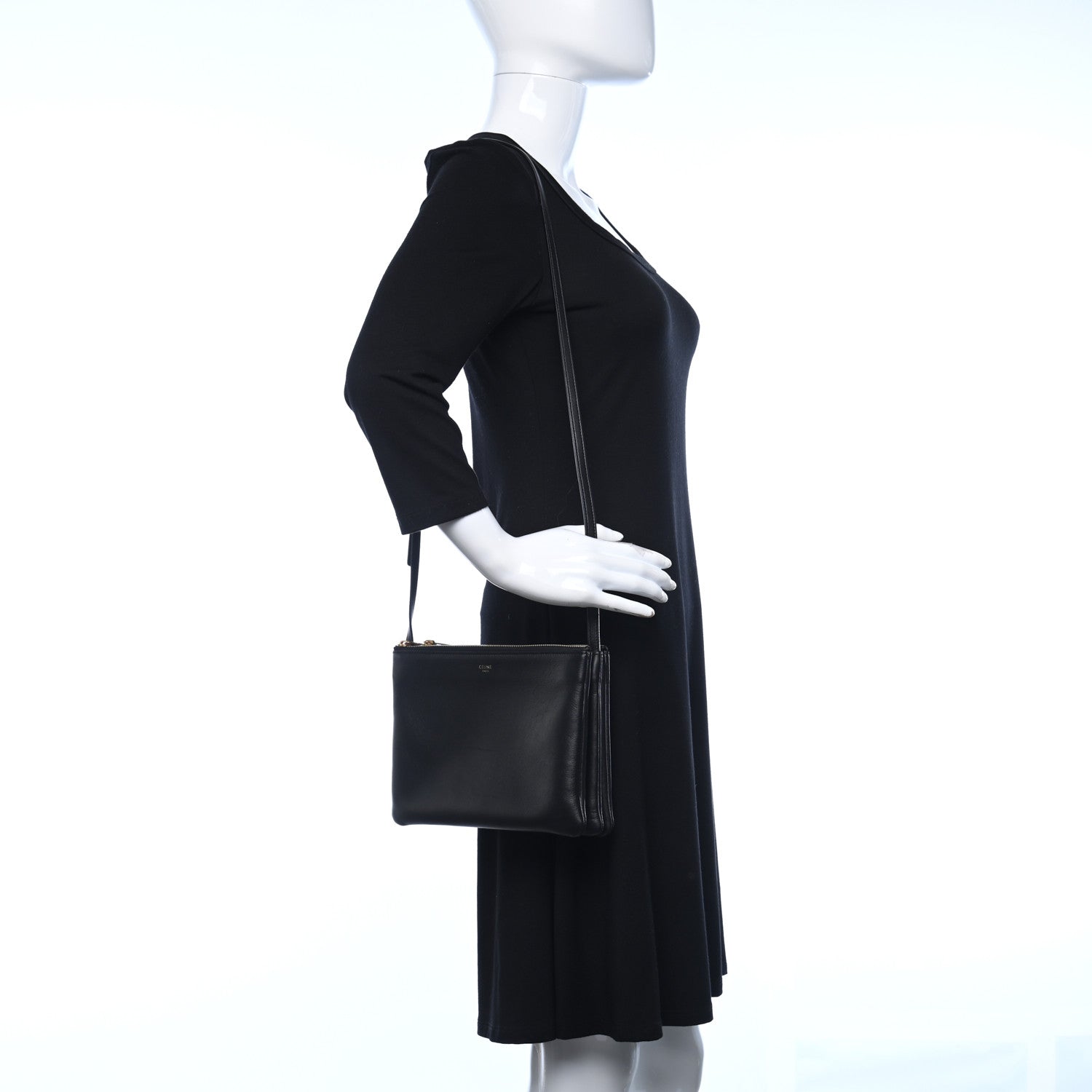 Celine Lambskin Large Trio Crossbody Bag Black 2 of 11