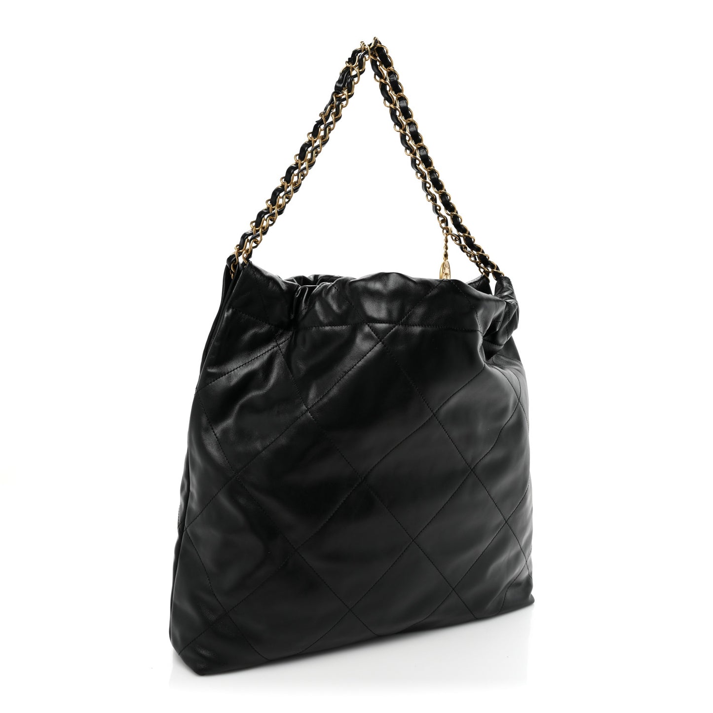 Shiny Calfskin Quilted Chanel 22 Black