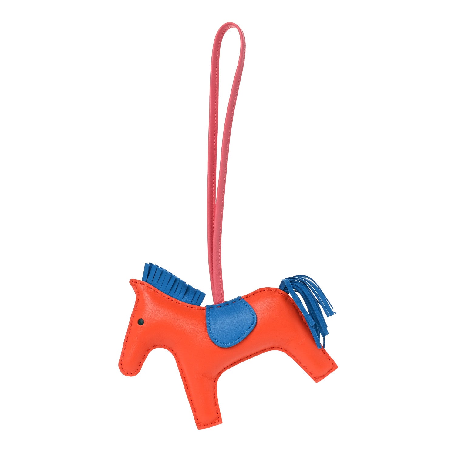 Hermes Milo Lambskin Grigri Rodeo Horse Bag Charm MM Orange Poppy Bleu Izmir Rose Azalee 1 of 4